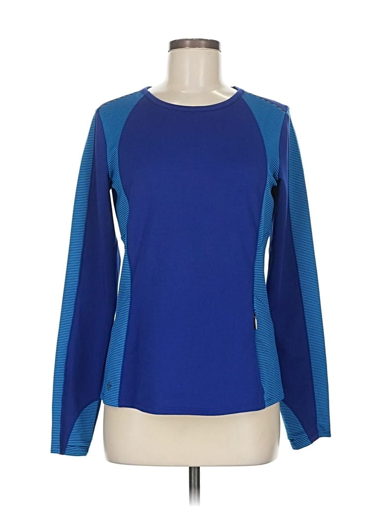 Pre-owned Athleta Long Sleeve Blouse In Blue