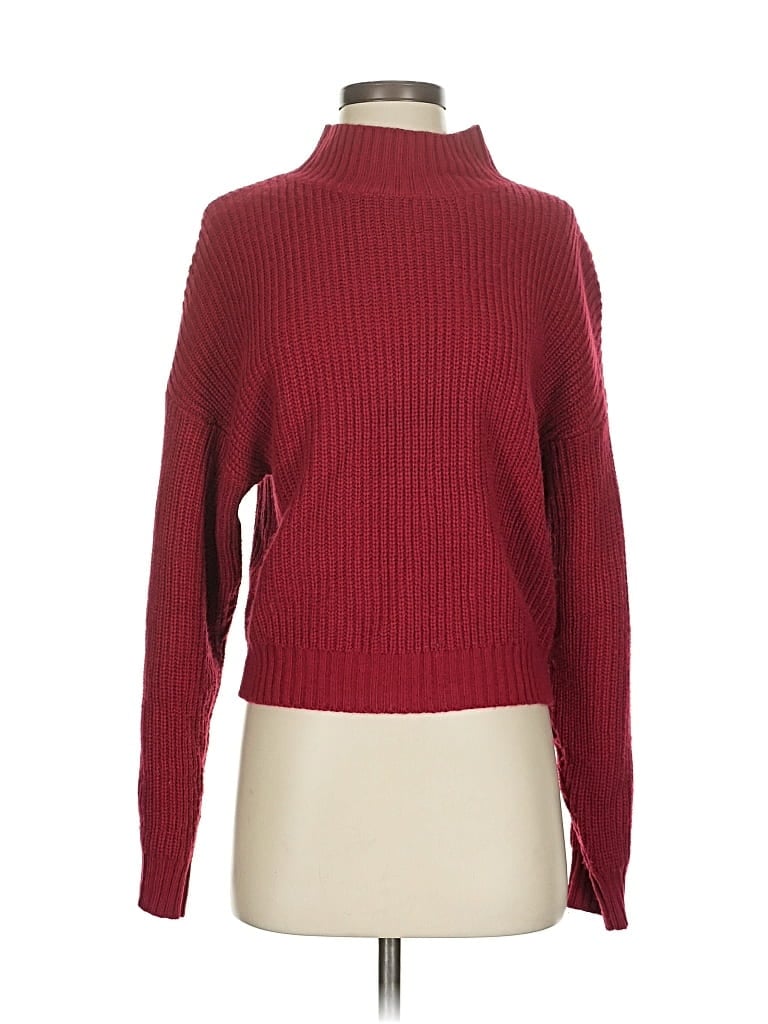 Pre-owned Unbranded Turtleneck Sweater In Burgundy