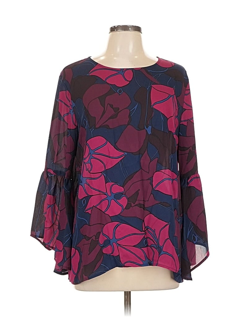 Pre-owned Ann Taylor Loft Outlet 3/4 Sleeve Blouse In Burgundy