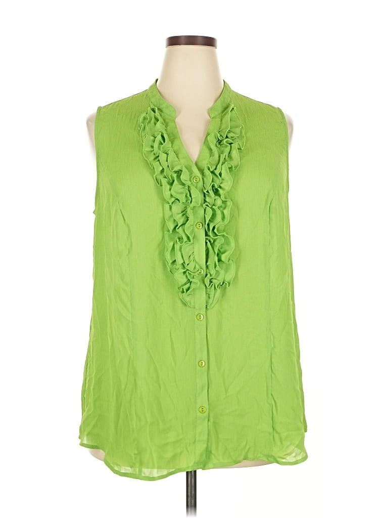 Pre-owned Lane Bryant Sleeveless Blouse In Green