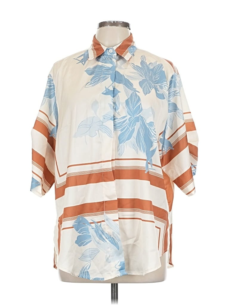 Pre-owned Petal And Pup Short Sleeve Blouse In White