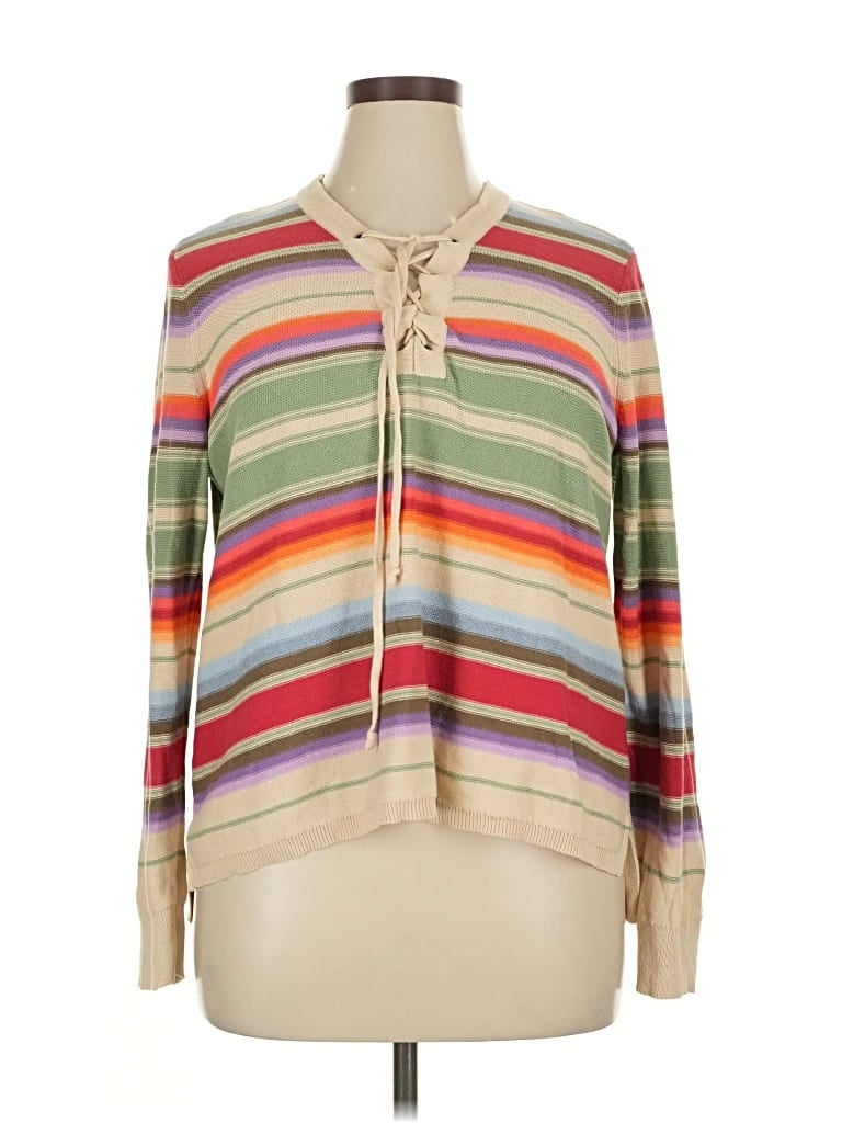 Pre-owned Chaps Long Sleeve Blouse In Brown