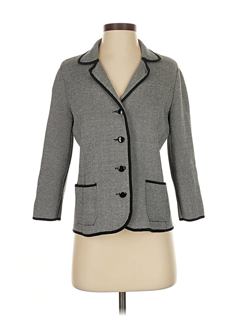Pre-owned Talbots Silk Blazer Jacket In Gray