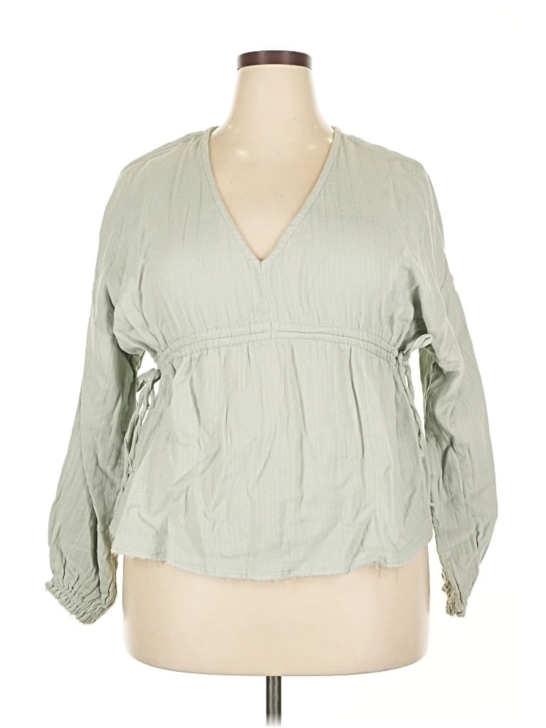 True Craft Long Sleeve Blouse In Green