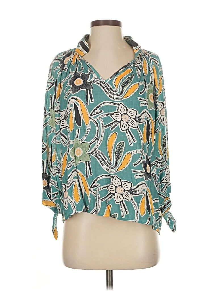 Pre-owned Christian Siriano New York 3/4 Sleeve Blouse In Blue