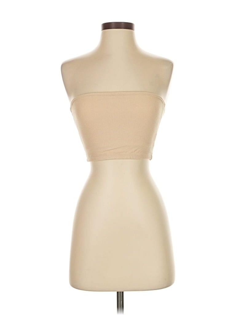 Pre-owned Klassy Network Tube Top Tan Strapless Neckline Tops In Brown