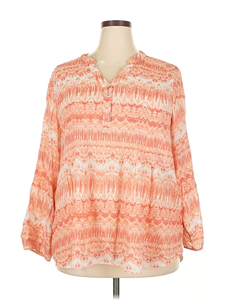 Pre-owned Zac & Rachel Long Sleeve Blouse In Orange