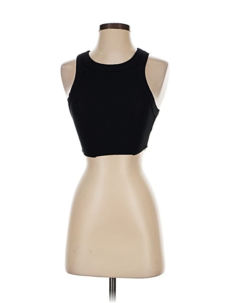 Pre-owned Olivaceous Tank Top Black Halter Neckline Tops