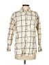 Universal Thread 100% Cotton Checkered-gingham Ivory Long Sleeve Button-Down Shirt Size S - photo 1