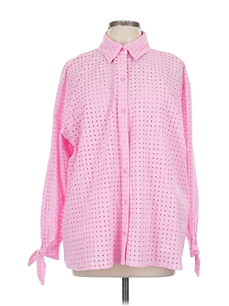 Pre-owned Scoop Long Sleeve Blouse In Pink