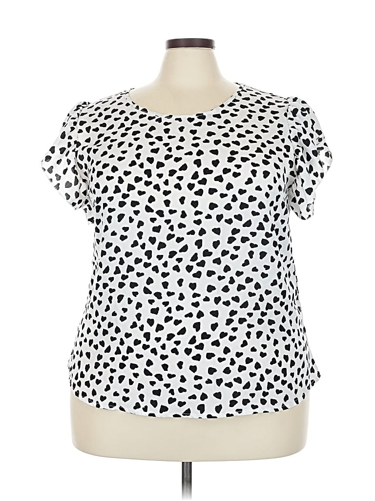 Pre-owned Shein Curve Short Sleeve Blouse In White