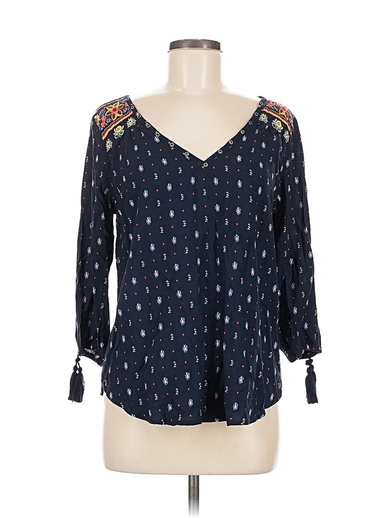 Pre-owned Hollister 3/4 Sleeve Blouse In Blue