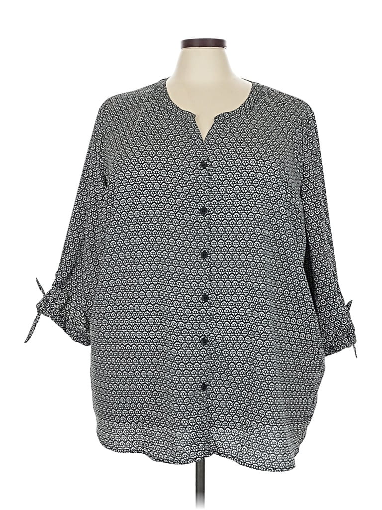 Pre-owned Catherines 3/4 Sleeve Blouse In Gray