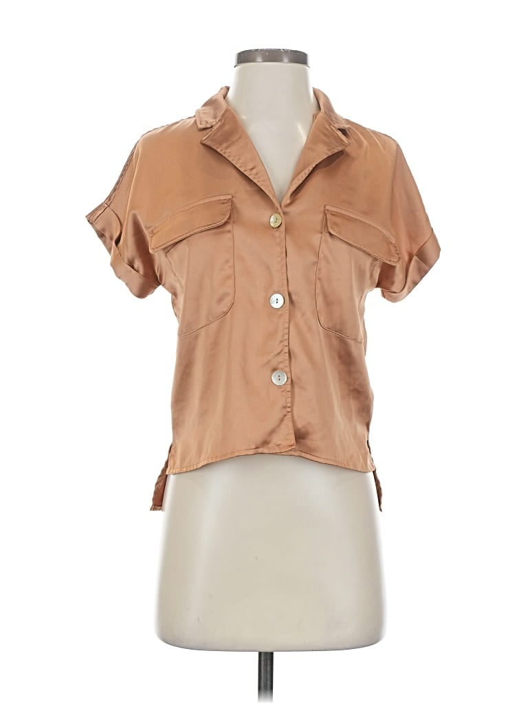 Pre-owned Rachel Zoe Tjx Short Sleeve Blouse In Brown