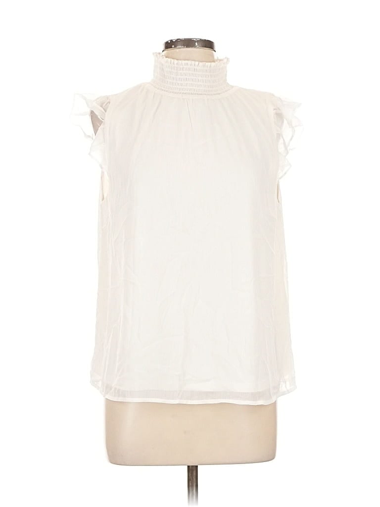 Pre-owned Banana Republic Factory Store Sleeveless Blouse In White