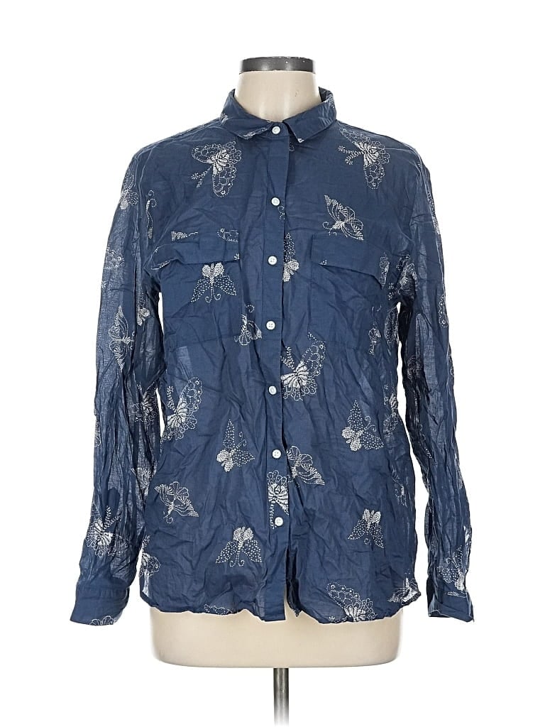 Pre-owned Gap Outlet Long Sleeve Polo Shirt In Blue