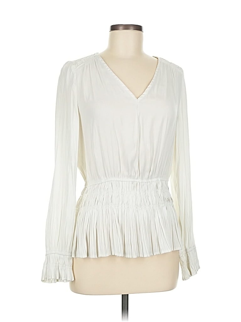 Pre-owned Current Air Long Sleeve Blouse In White