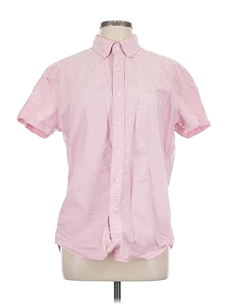 Pre-owned J.crew Factory Store Short Sleeve Button Down Shirt In Pink