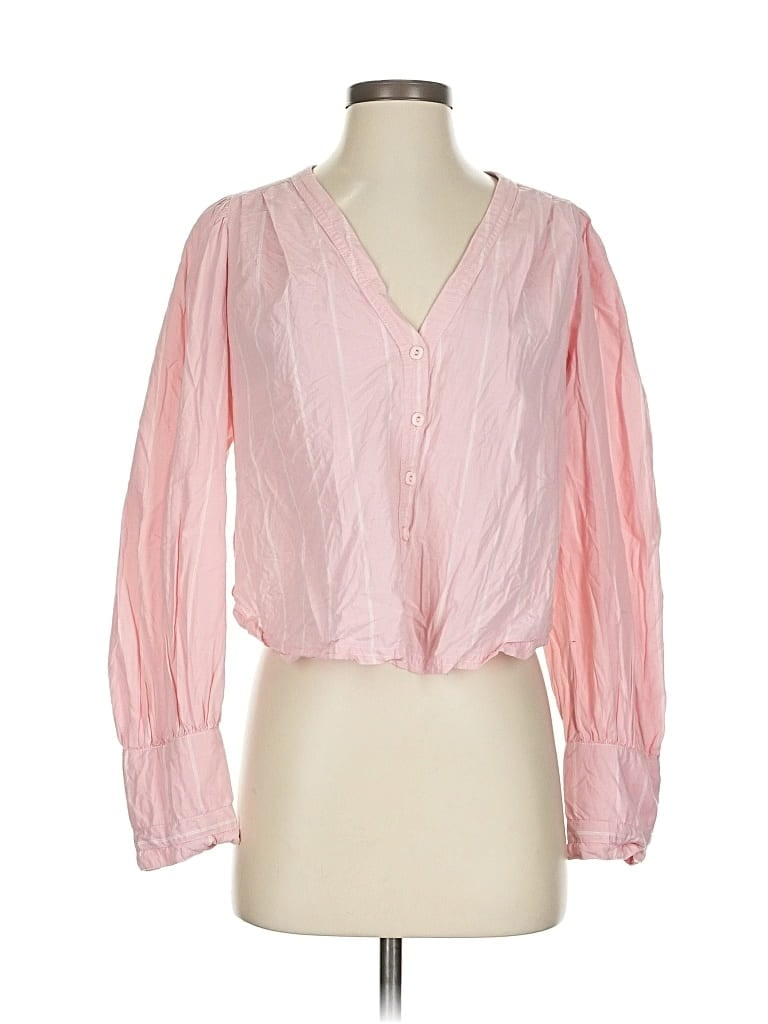 Pre-owned We The Free Long Sleeve Blouse In Pink