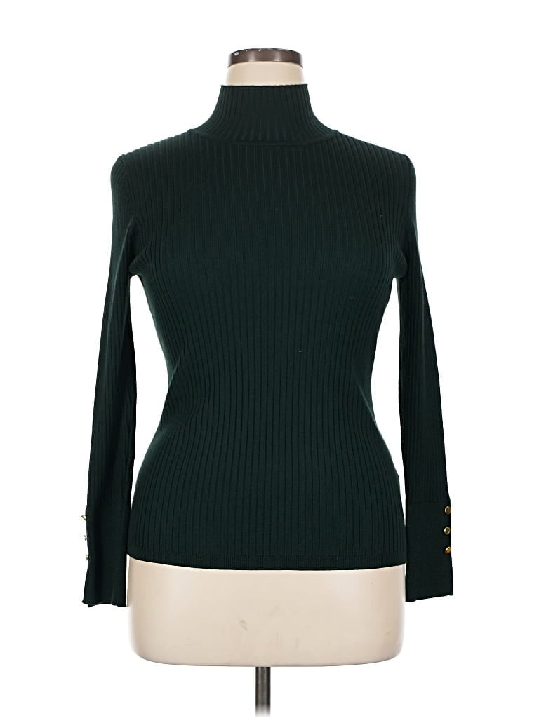 Pre-owned Adrianna Papell Turtleneck Sweater In Green