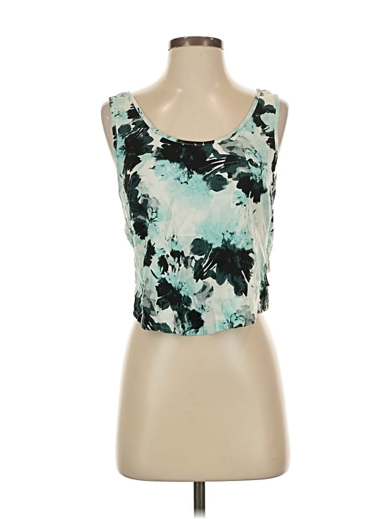 Pre-owned Rvca Tank Top Teal Strapless Neckline Tops In Blue