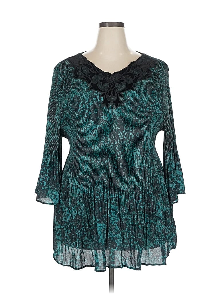 Pre-owned Catherines 3/4 Sleeve Blouse In Blue