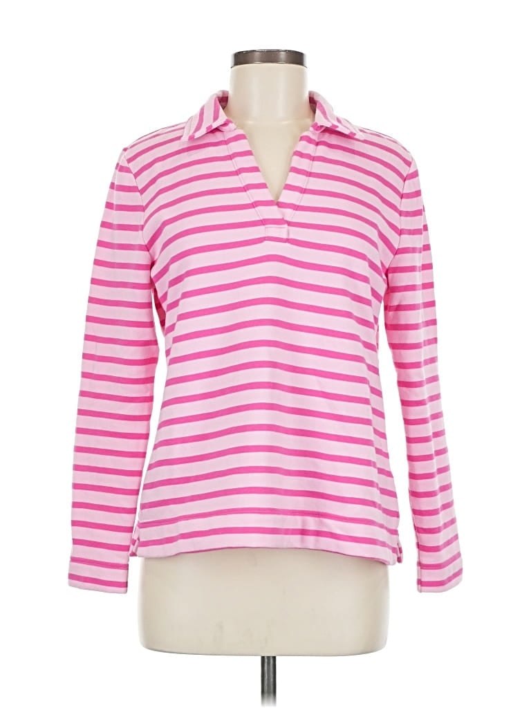 Pre-owned Talbots Long Sleeve Polo Shirt In Pink