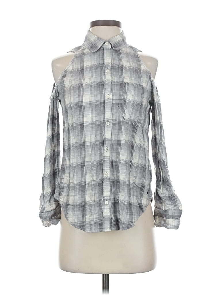 Pre-owned Hollister Long Sleeve Blouse In Gray