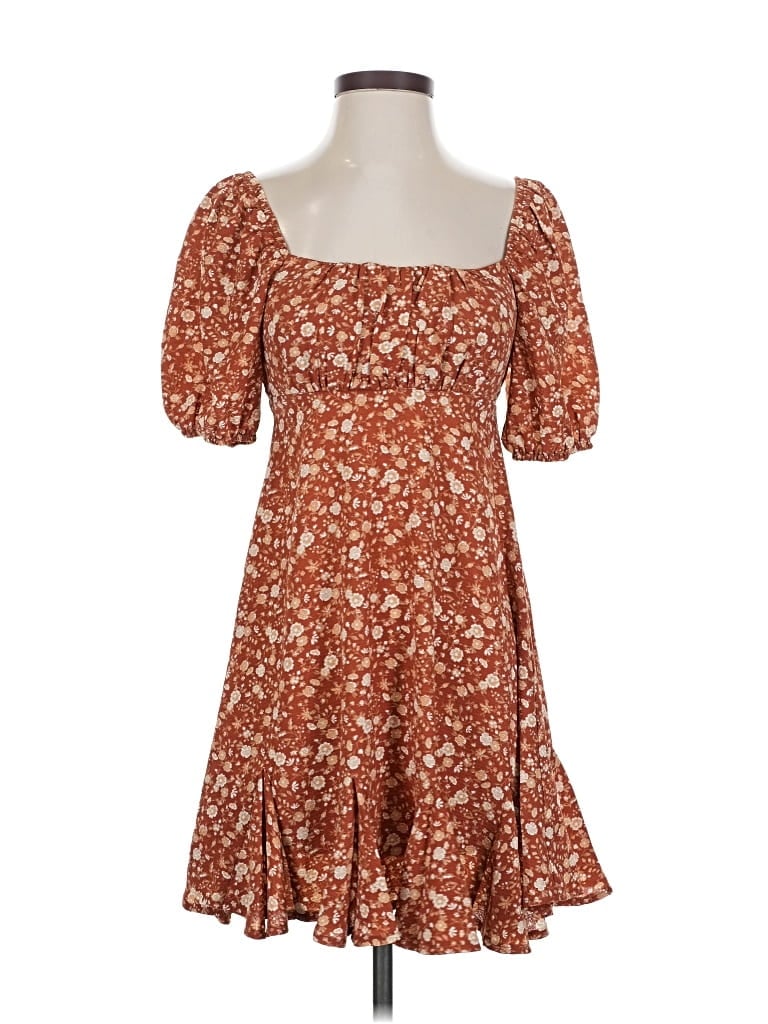 Crystal Doll Casual Dress In Brown