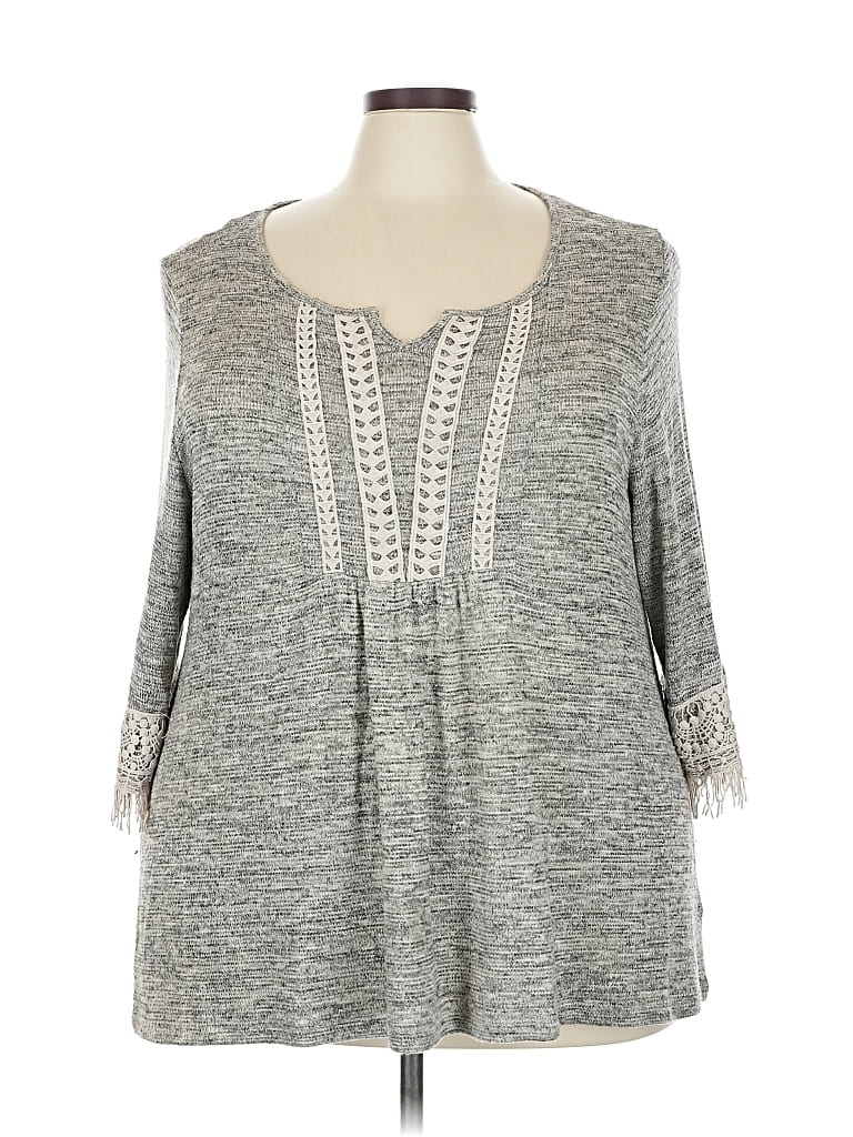 Pre-owned Style & Co 3/4 Sleeve T-shirt In Gray