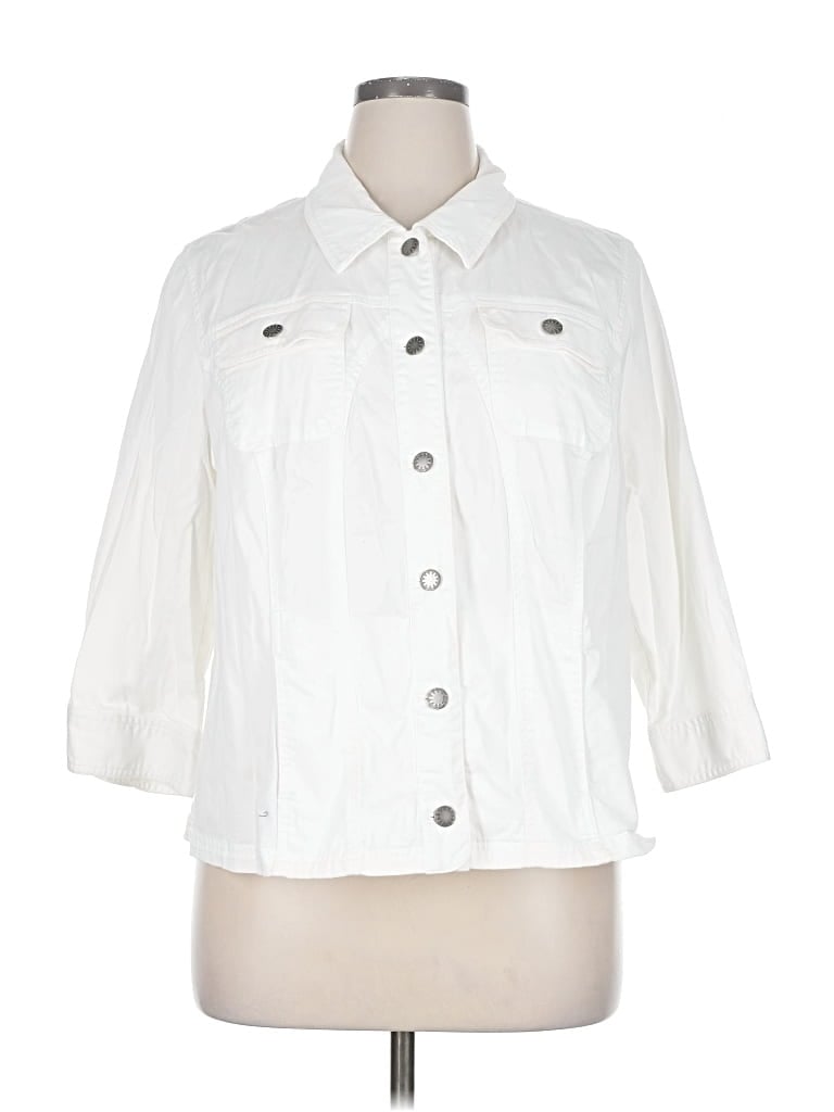 Pre-owned Cj Banks 3/4 Sleeve Button Down Shirt In White