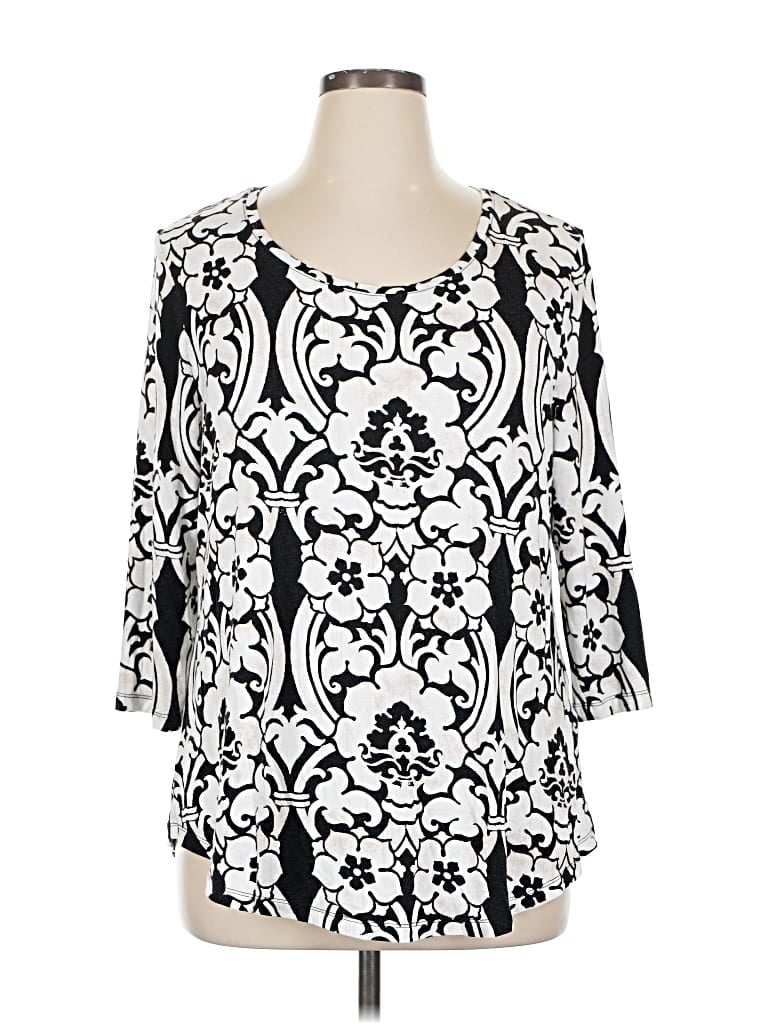 Pre-owned Jm Collection 3/4 Sleeve T-shirt In Black