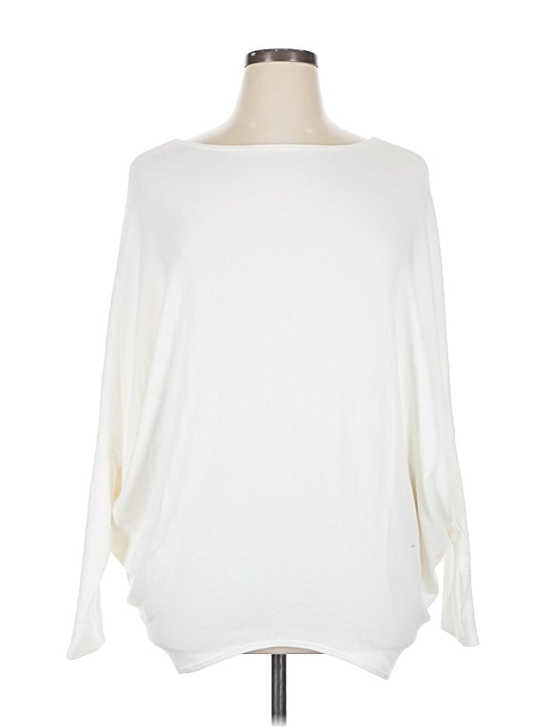 Pre-owned Blue Rain Long Sleeve Top Ivory Boatneck Tops In White