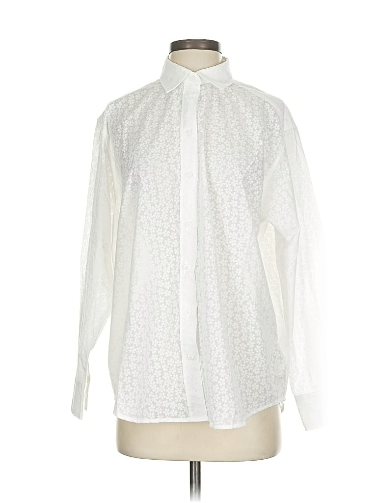Pre-owned Gap Long Sleeve Blouse In White