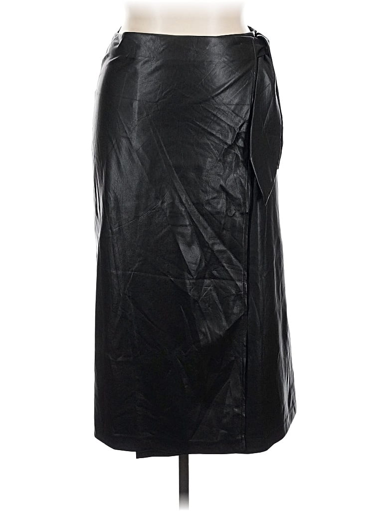 Pre-owned Assorted Brands Faux Leather Skirt In Black