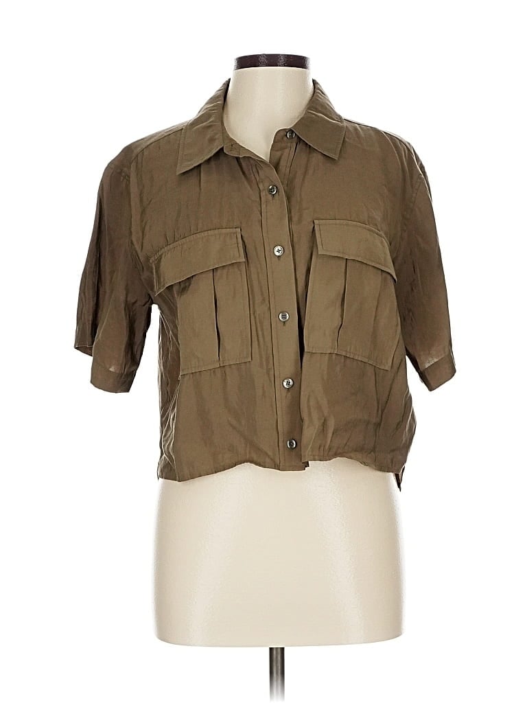 Pre-owned Darling 3/4 Sleeve Button Down Shirt In Brown