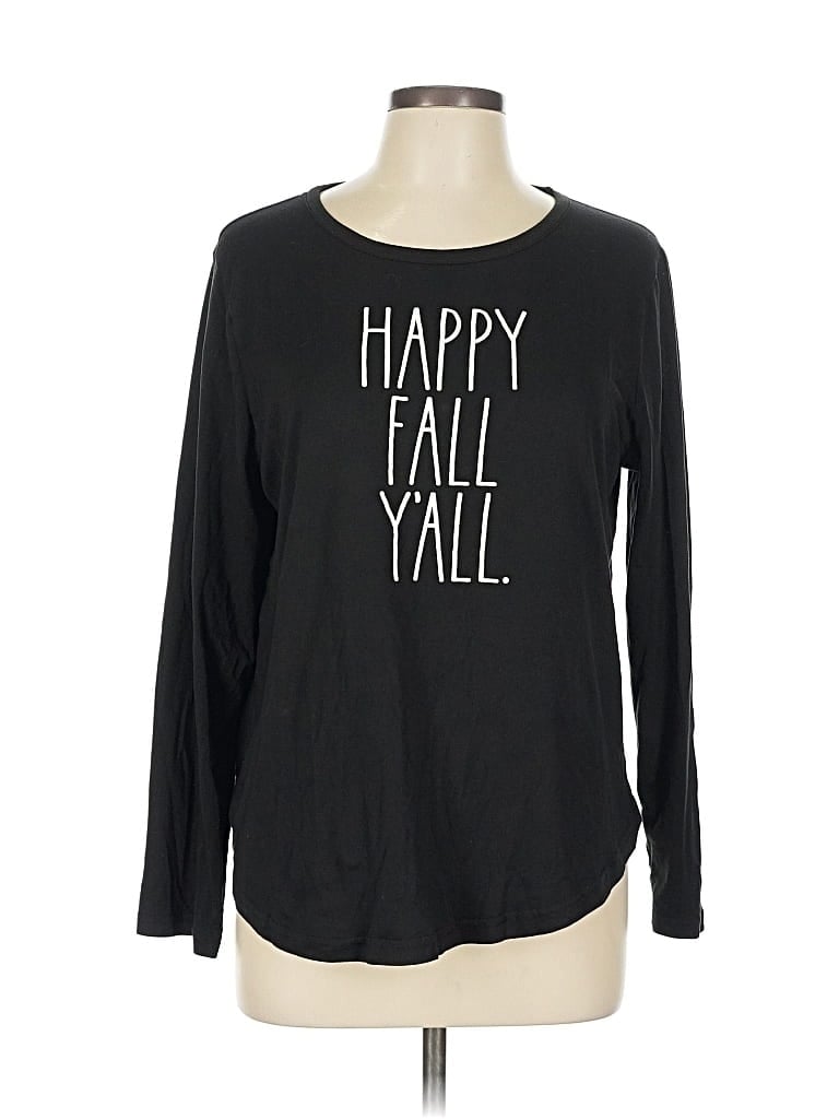 Pre-owned Rae Dunn Long Sleeve T-shirt In Black