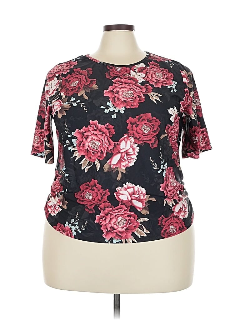 Pre-owned Torrid Short Sleeve Top Black Mock Neckline Tops