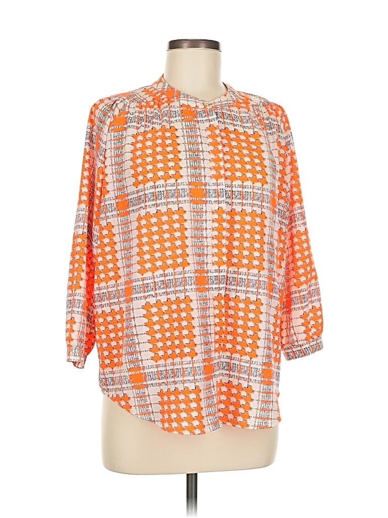 Pre-owned Pookie & Sebastian 3/4 Sleeve Blouse In Orange