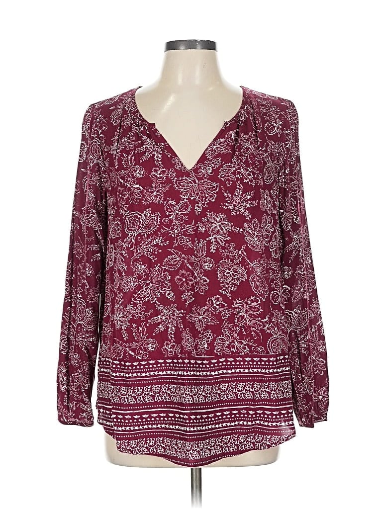 Pre-owned Old Navy Long Sleeve Blouse In Burgundy