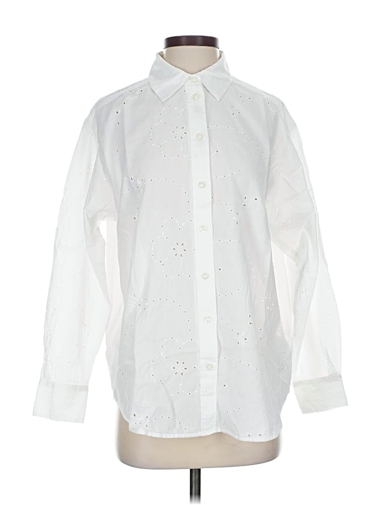 Pre-owned Gap Long Sleeve Blouse In White