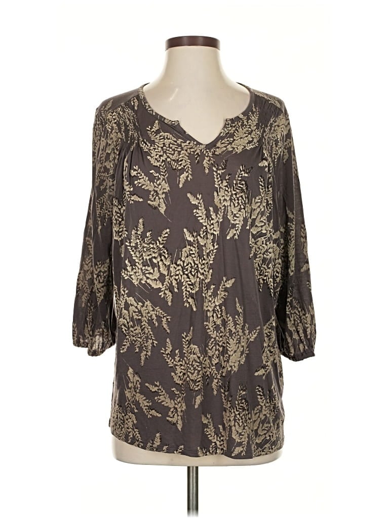 Pre-owned Garnet Hill 3/4 Sleeve Blouse In Brown