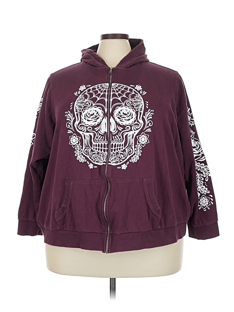Pre-owned Torrid Zip Up Hoodie In Burgundy