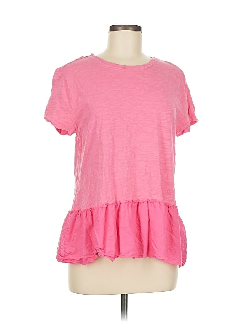 Pre-owned Dylan Short Sleeve Top Pink Crew Neck Tops