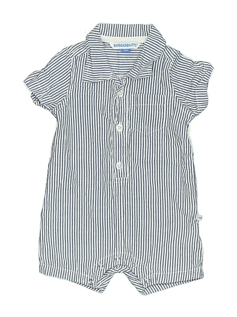 Pre-owned Ruffle Butts Babies' Short Sleeve Onesie In Blue
