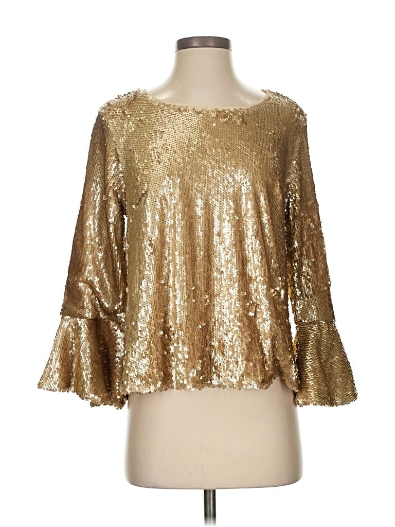 Pre-owned Altar'd State 3/4 Sleeve Top Gold Square Neckline Tops