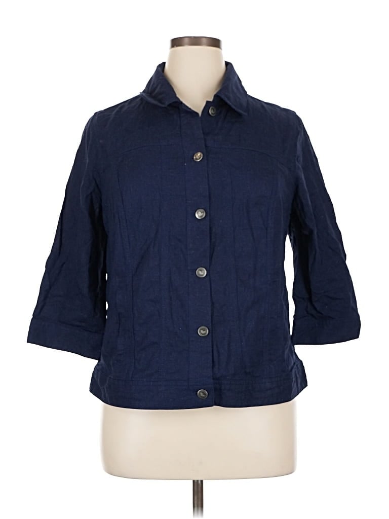 Pre-owned Woman Within Jacket In Blue