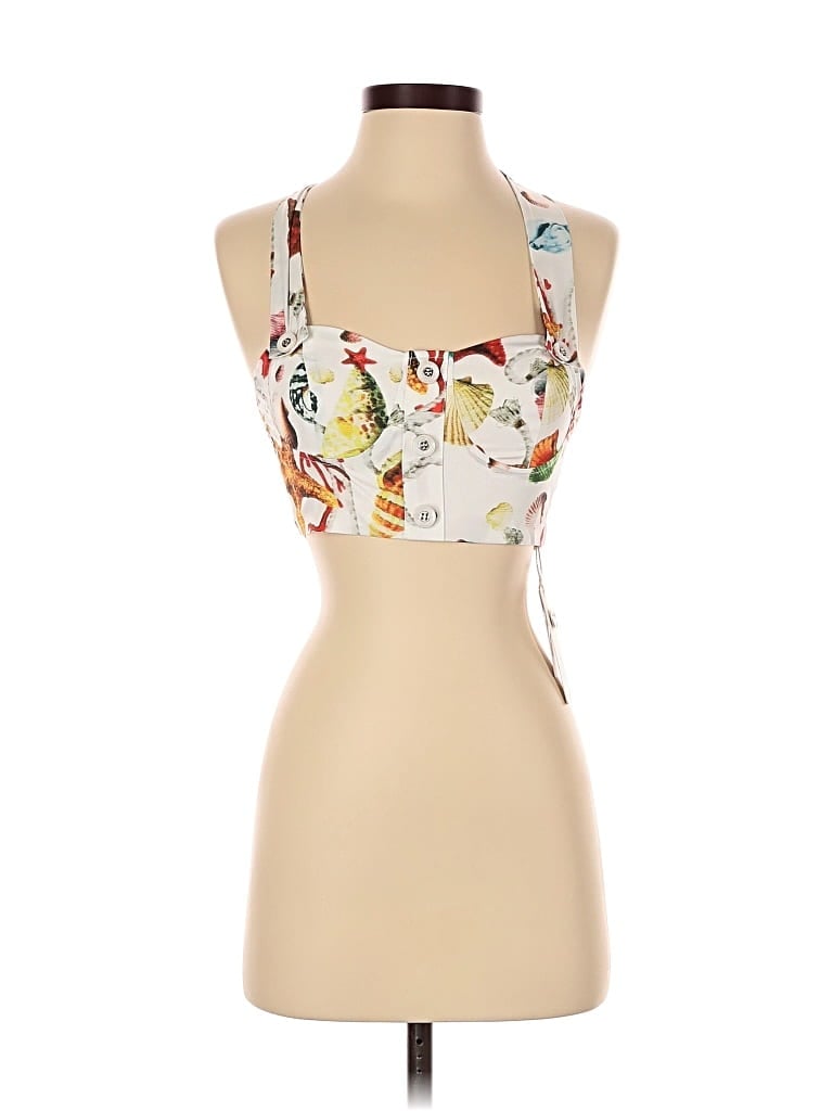 Pre-owned Commense Sleeveless Top Ivory Halter Neckline Tops In White