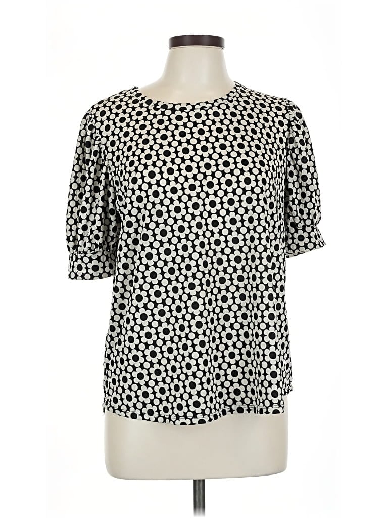 Pre-owned Kim & Cami Short Sleeve Blouse In Silver