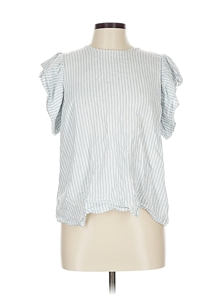 Pre-owned A New Day Short Sleeve Top Blue Ruffles Neckline Tops